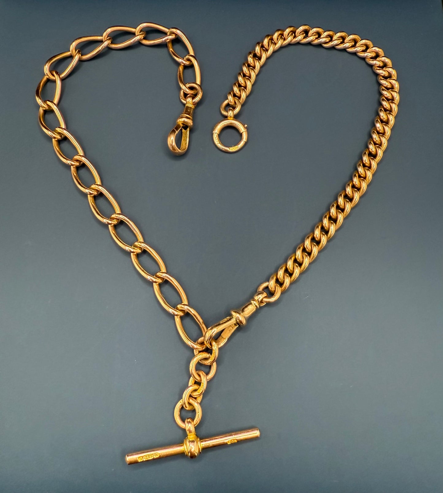 Antique 9ct Gold Curb Bracelet 8 inches