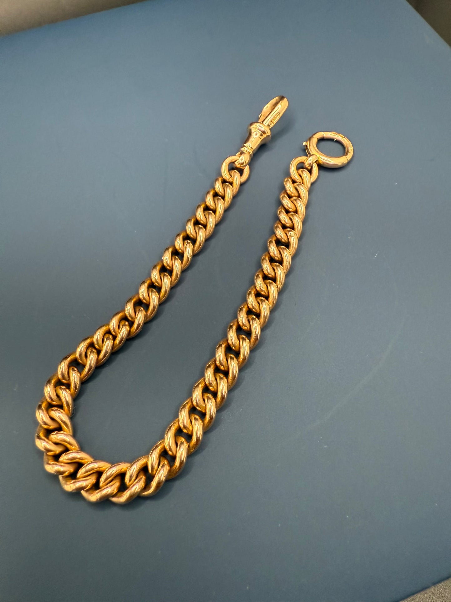 Antique 9ct Gold Curb Bracelet 8 inches