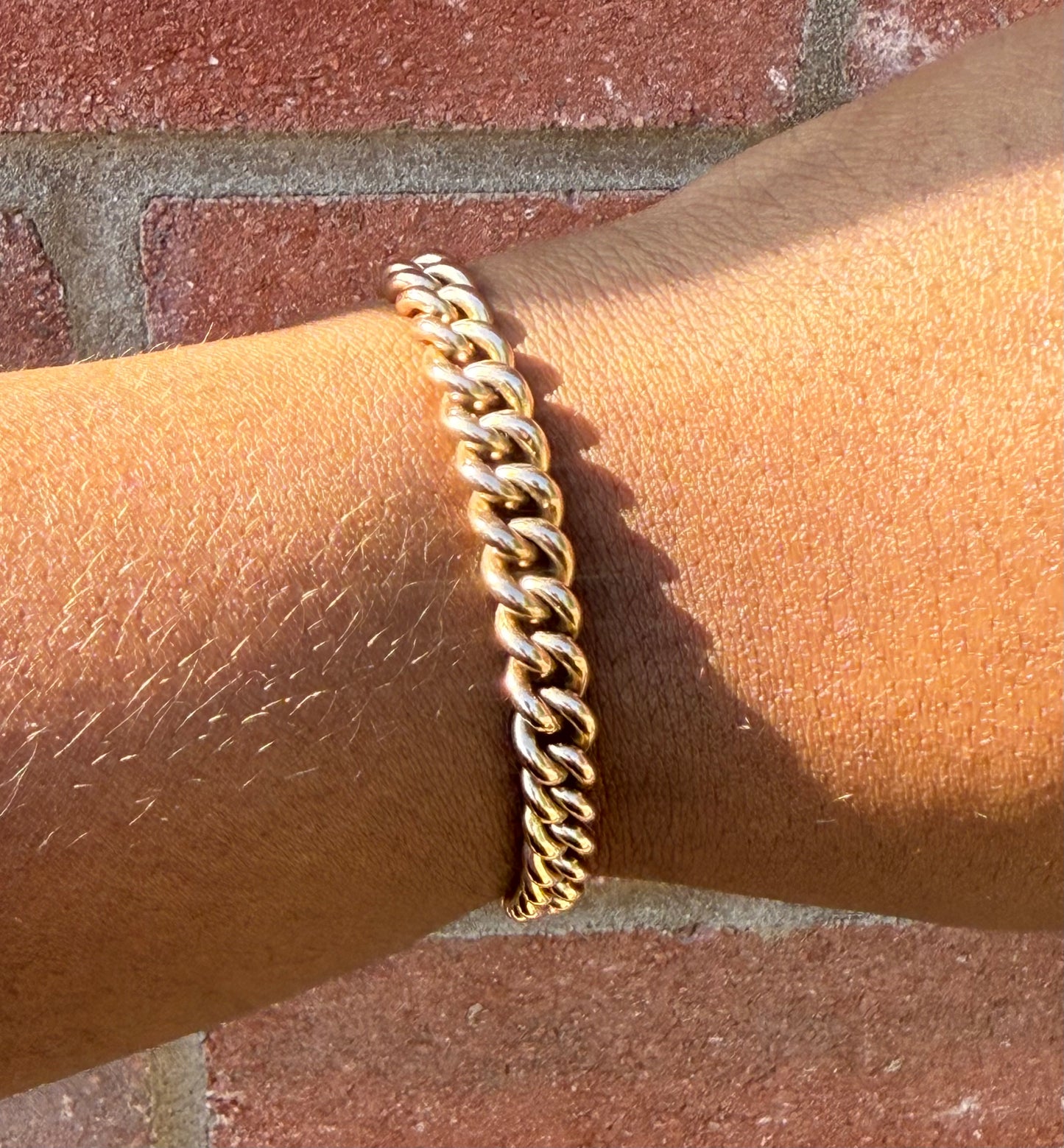 Chunky Graduating Antique 9ct Gold Albert Bracelet 7.5 Inches