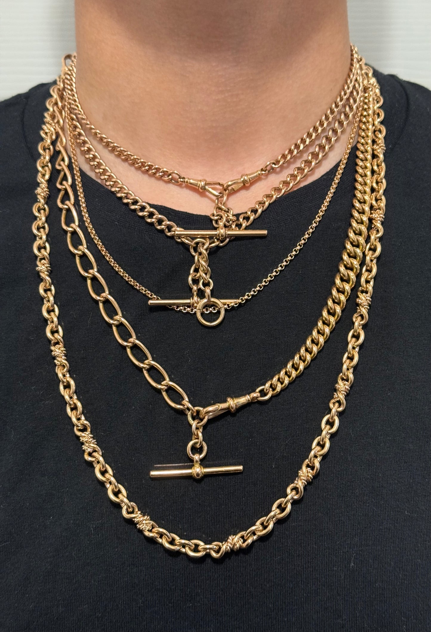 Long Heavy 9ct Rosy Gold Cable Chain