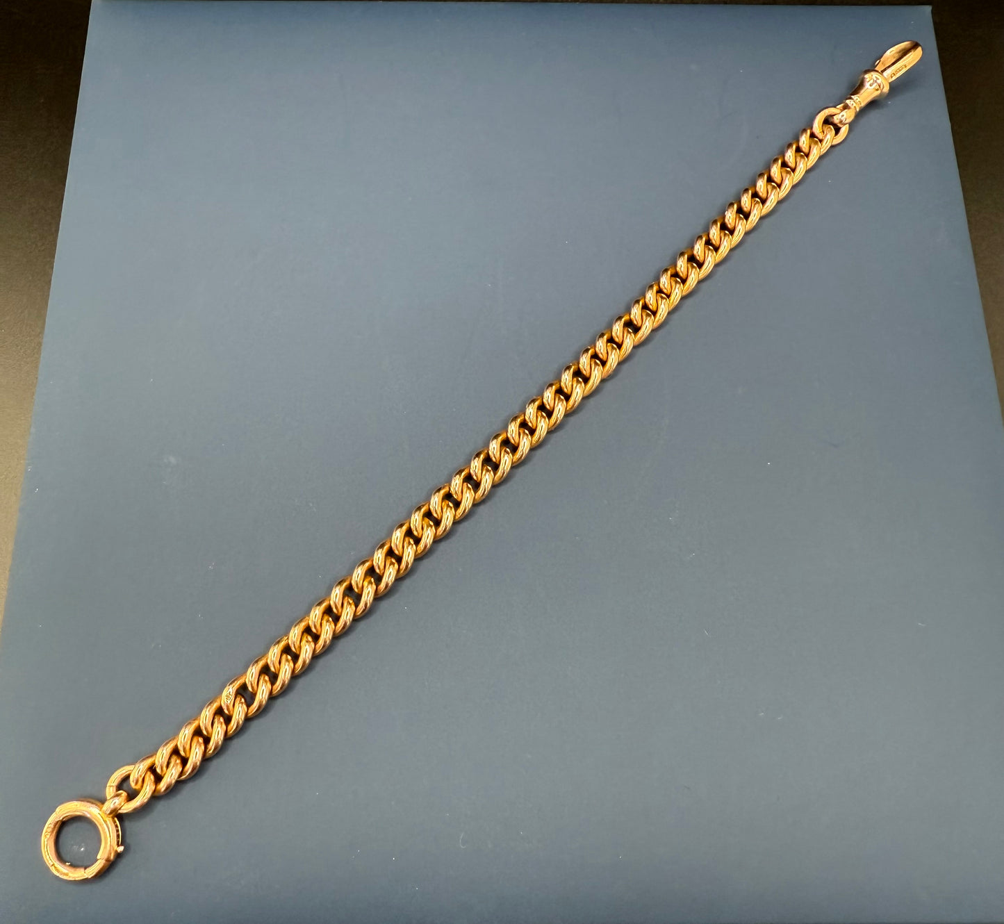 Antique 9ct Gold Curb Bracelet 8 inches