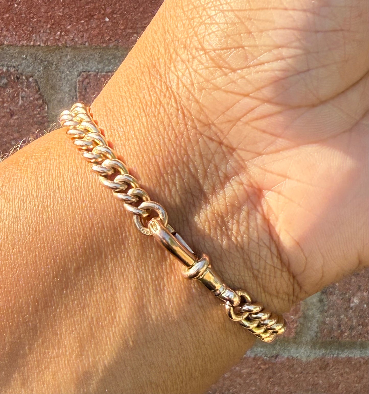 Chunky Graduating Antique 9ct Gold Albert Bracelet 7.5 Inches