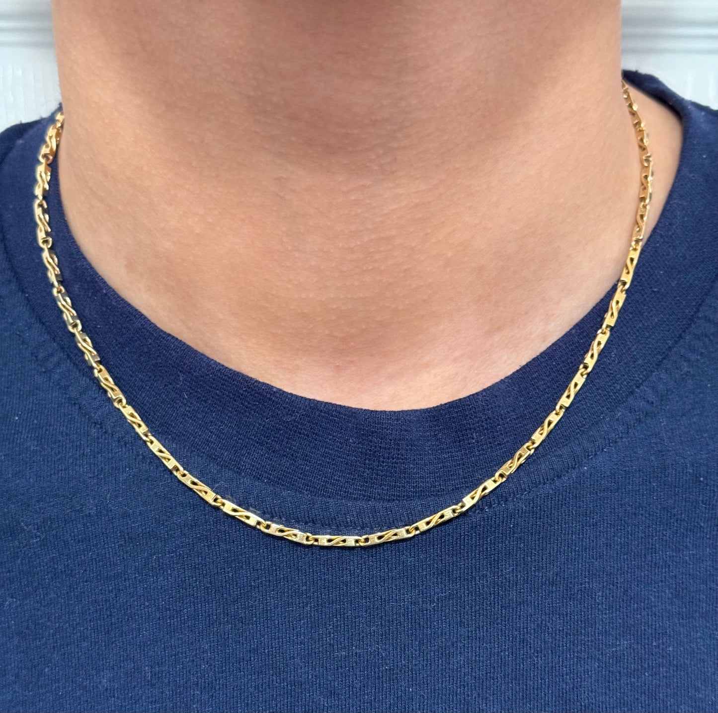 Vintage 9ct Gold Fancy Bar Link Chain 18 Inches