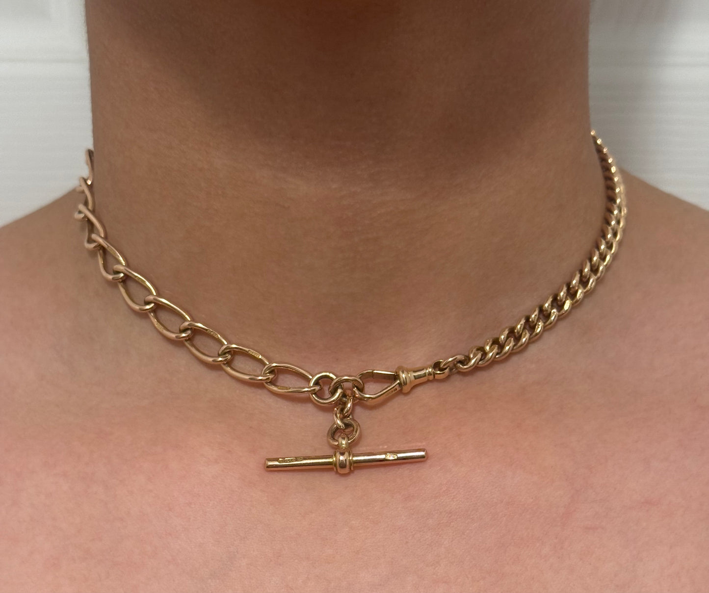 Antique 9ct Gold Curb Bracelet 8 inches