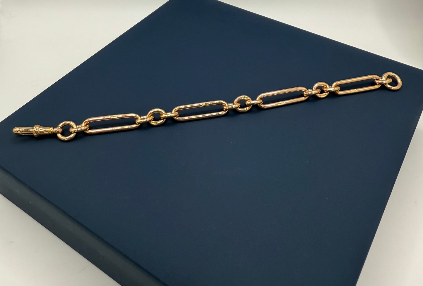 Antique 9ct Gold Trombone Link Bracelet 7.5 Inches