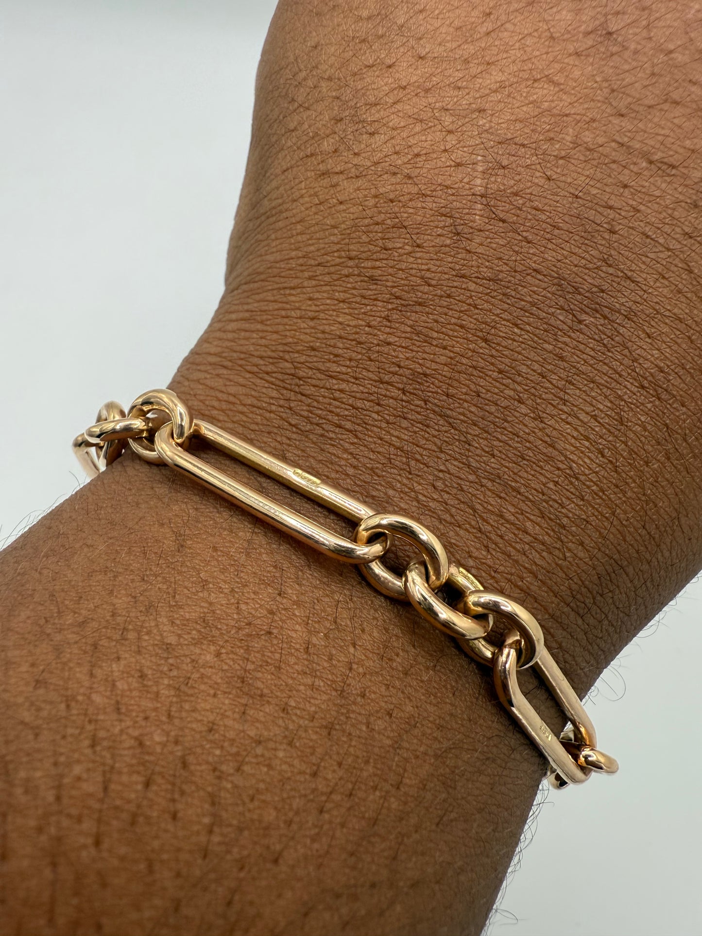Antique 9ct Gold Trombone Link Bracelet 7.5 Inches