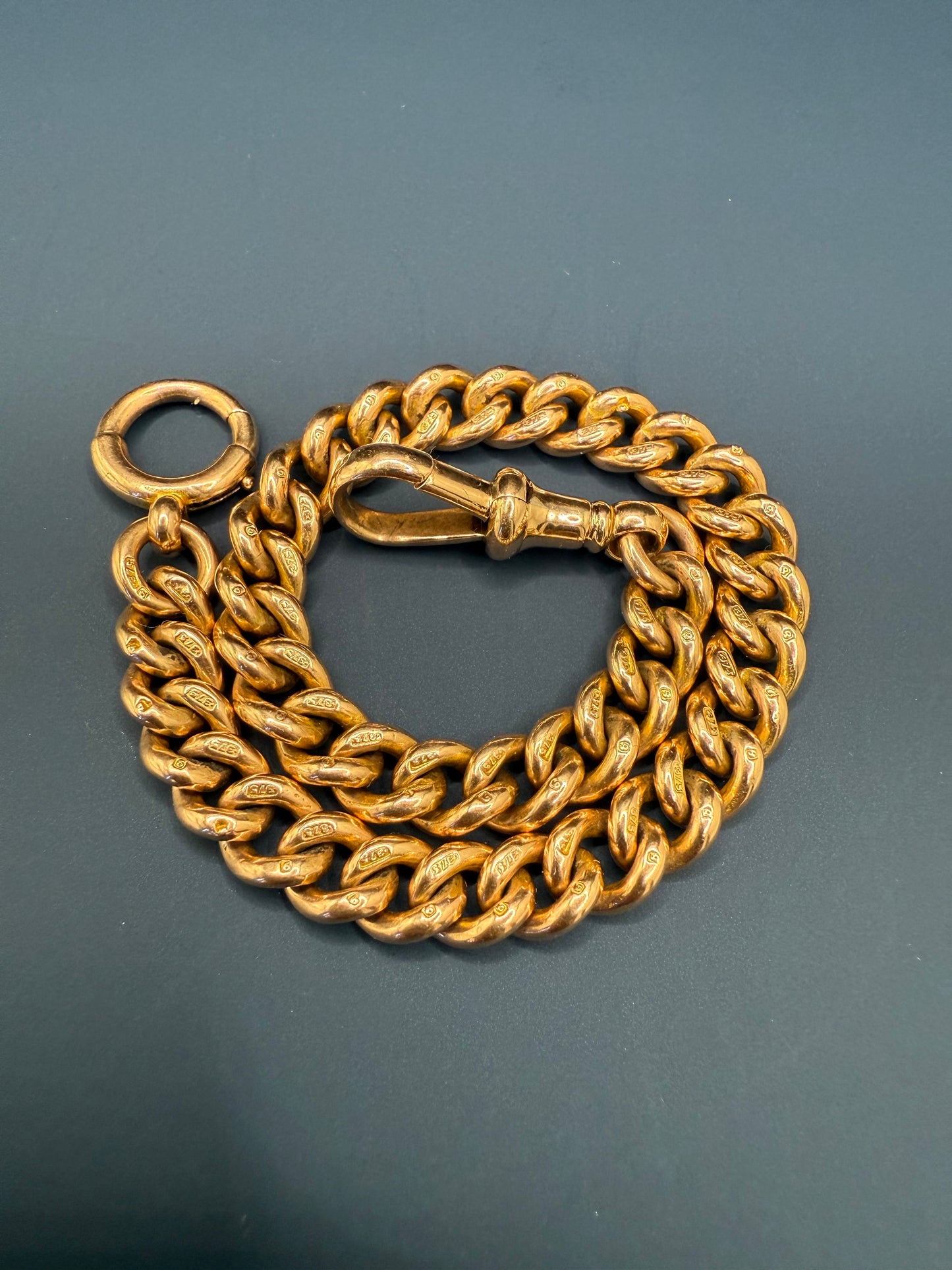 Antique 9ct Gold Curb Bracelet 8 inches