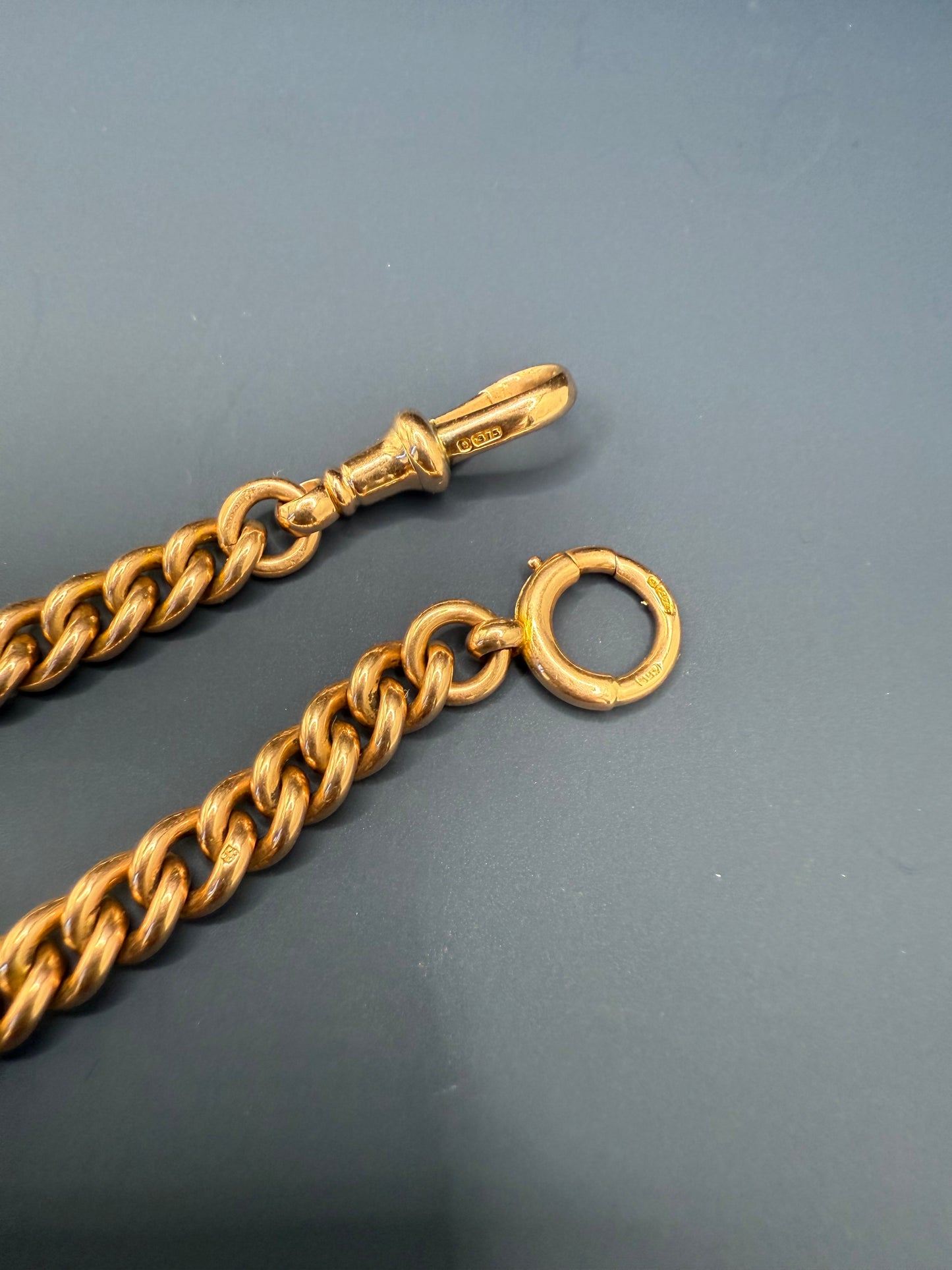 Antique 9ct Gold Curb Bracelet 8 inches