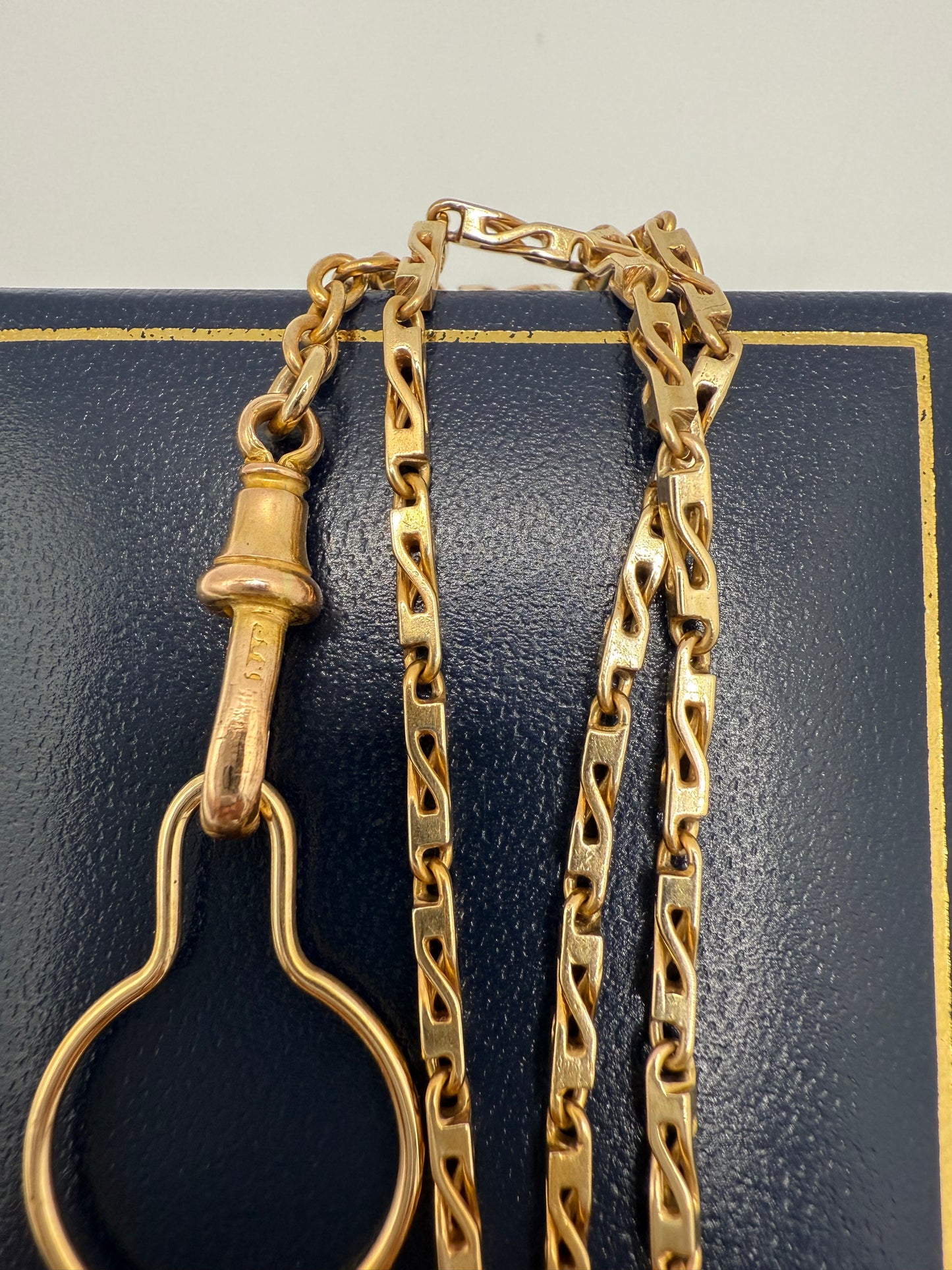 Vintage 9ct Gold Fancy Bar Link Chain 18 Inches