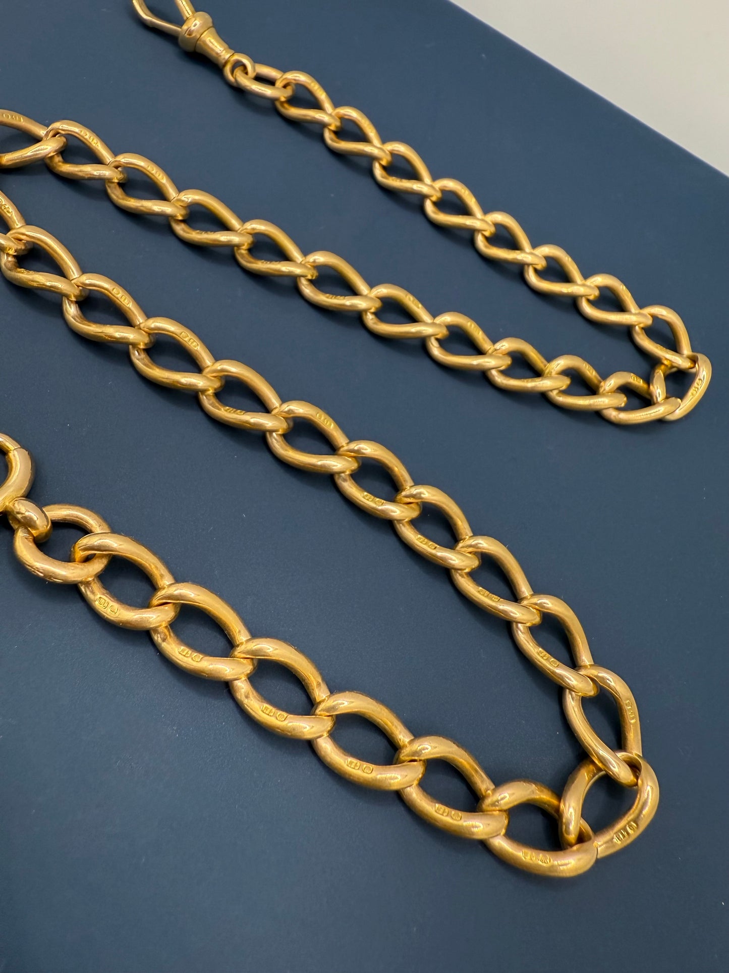 Antique 18ct Gold Open Link Double Albert Chain 16.5 Inches