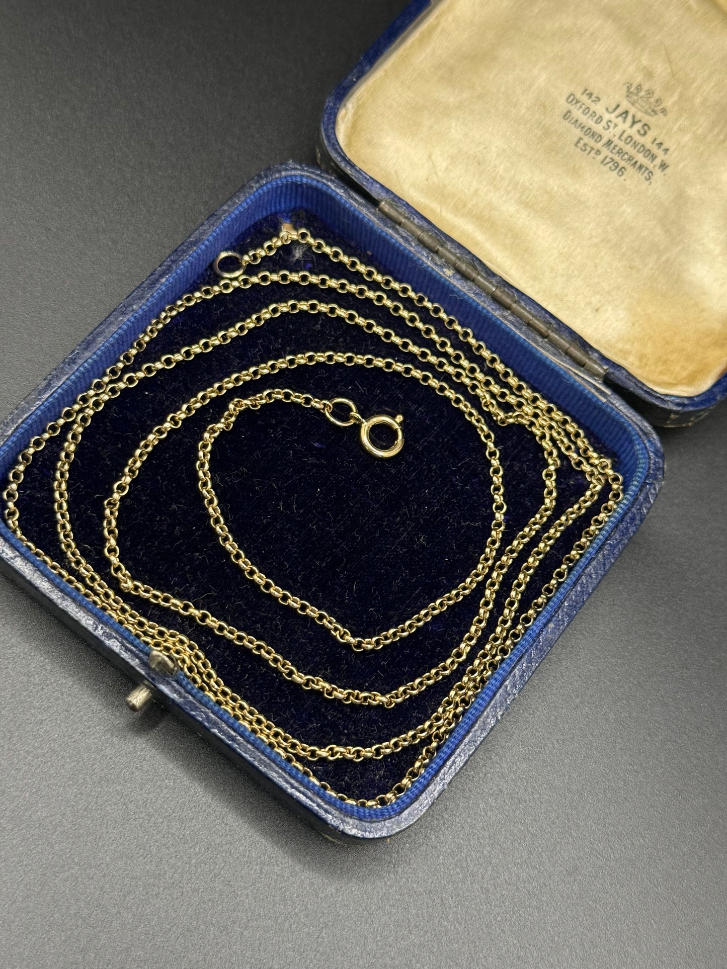 Long Vintage 9ct Yellow Gold Mini Belcher chain 35 Inches