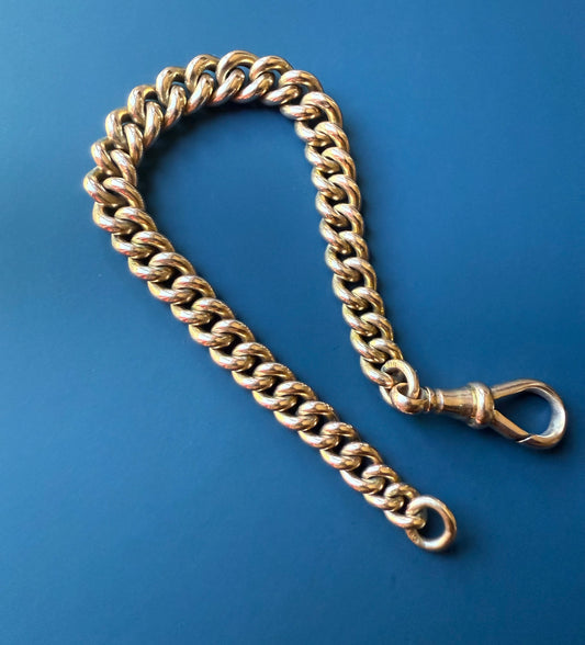 Chunky Graduating Antique 9ct Gold Albert Bracelet 7.5 Inches