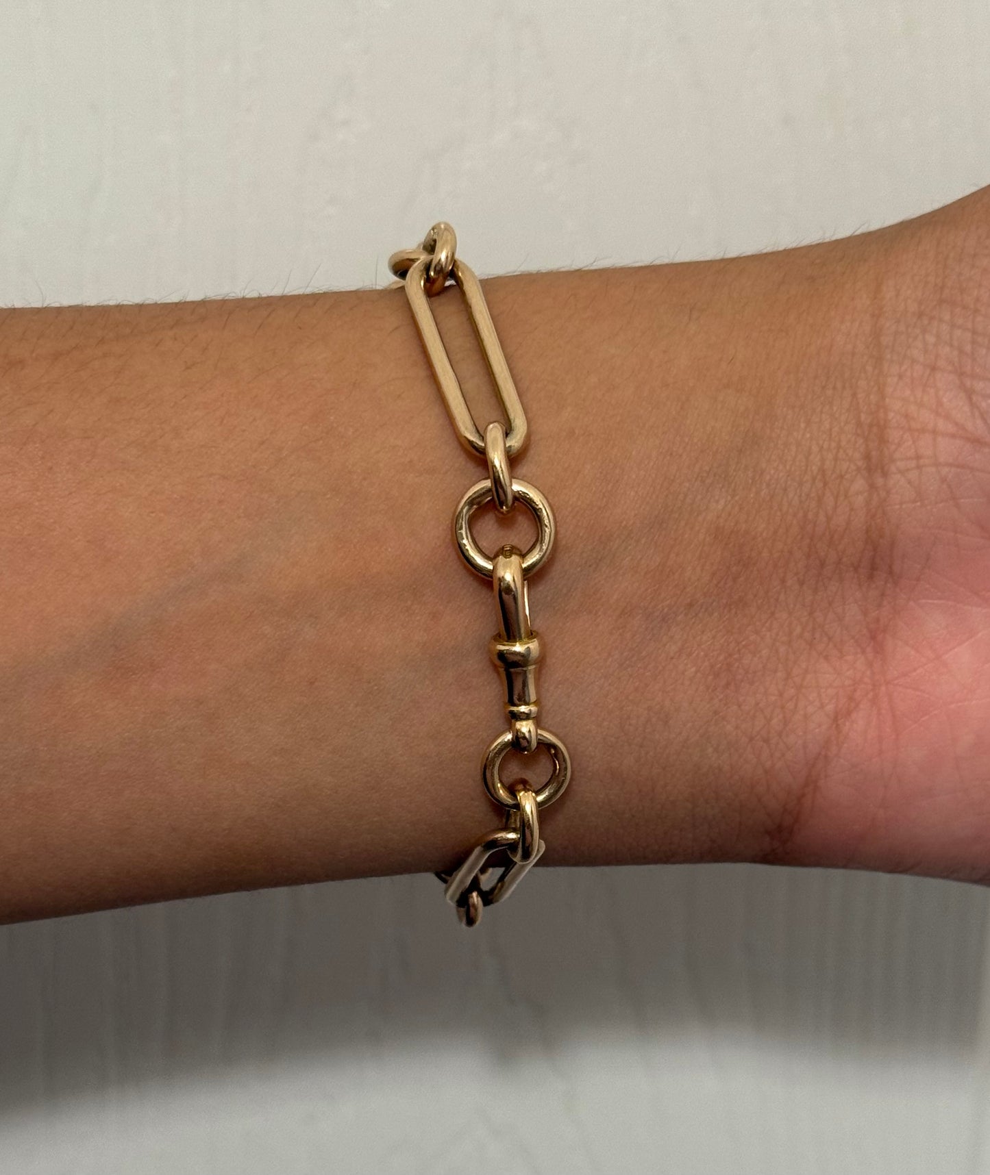 Antique 9ct Gold Trombone Link Bracelet 7.5 Inches