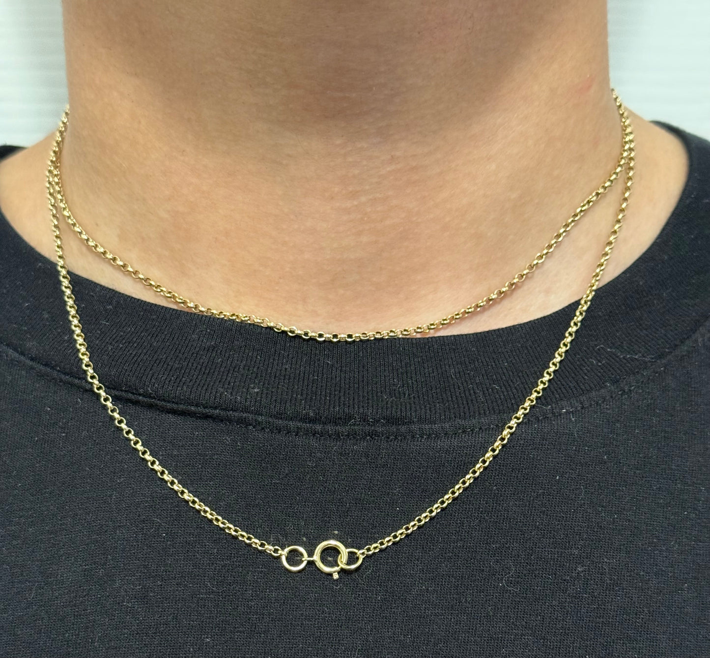 Long Vintage 9ct Yellow Gold Mini Belcher chain 35 Inches