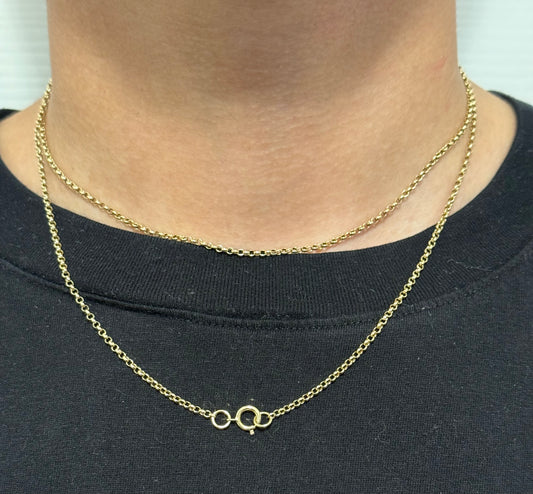 Long Vintage 9ct Yellow Gold Mini Belcher chain 35 Inches
