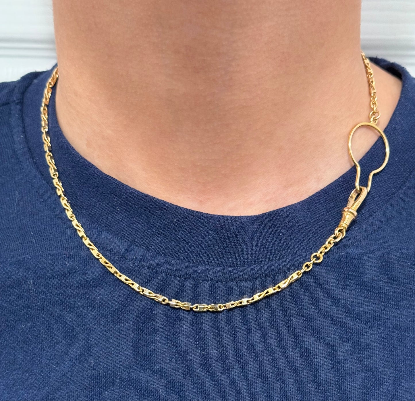 Vintage 9ct Gold Fancy Bar Link Chain 18 Inches