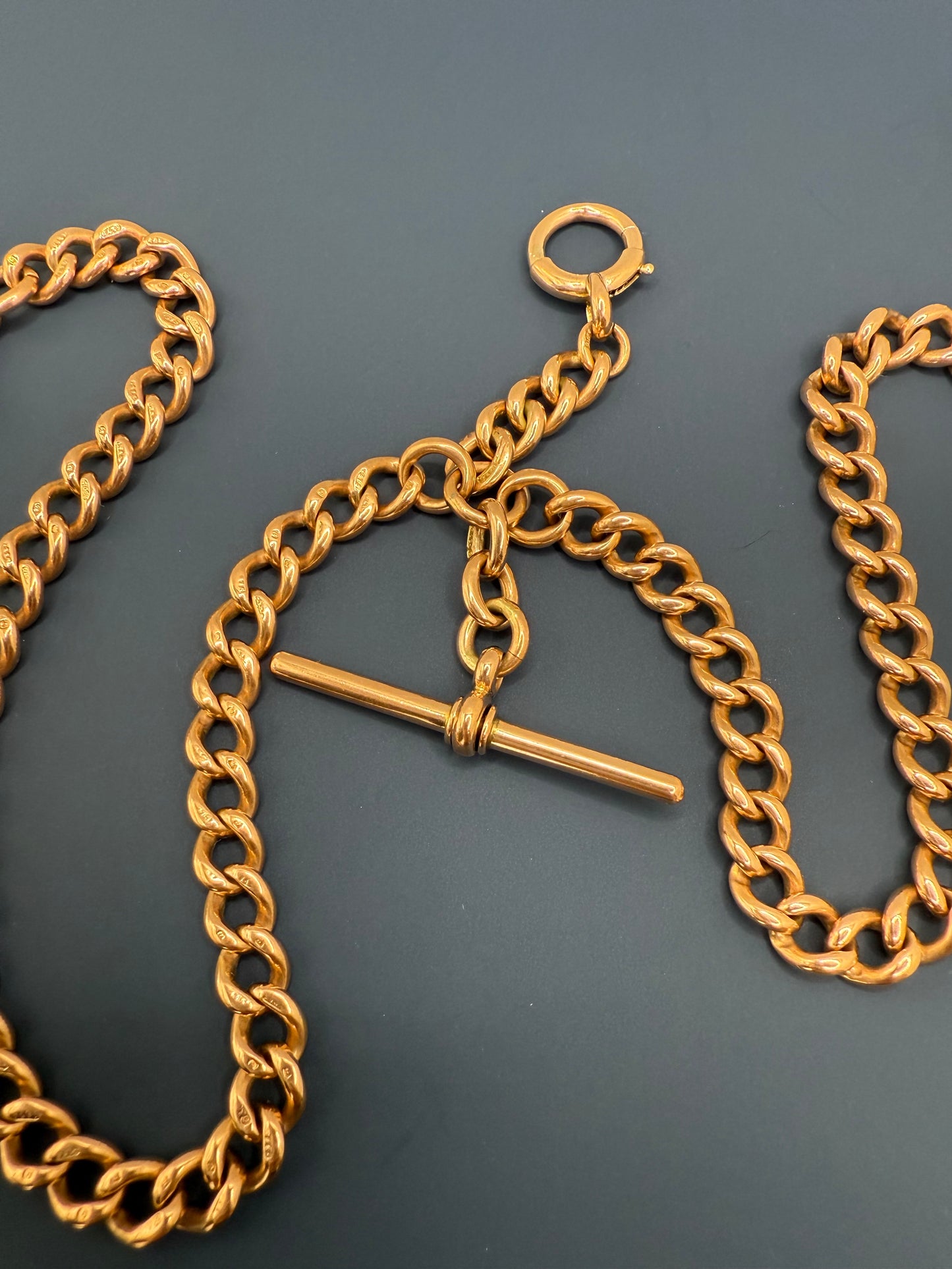 Antique 9ct Rosy Gold Double Albert Chain 18.1 Inches