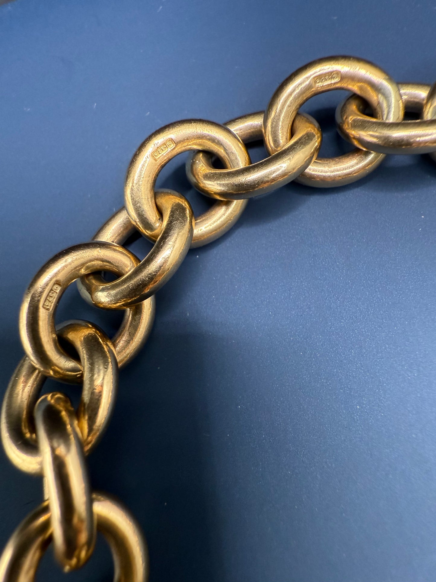 Stunning Vintage Chunky 9ct Yellow Gold Cable Bracelet 7.5 inches
