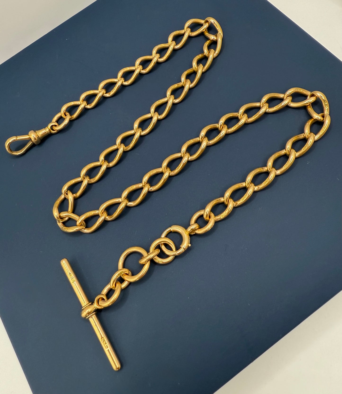 Antique 18ct Gold Open Link Double Albert Chain 16.5 Inches
