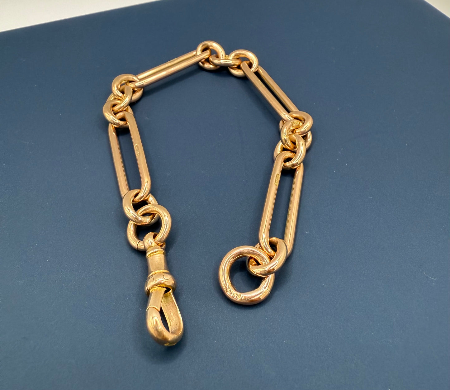 Antique 9ct Gold Trombone Link Bracelet 7.5 Inches