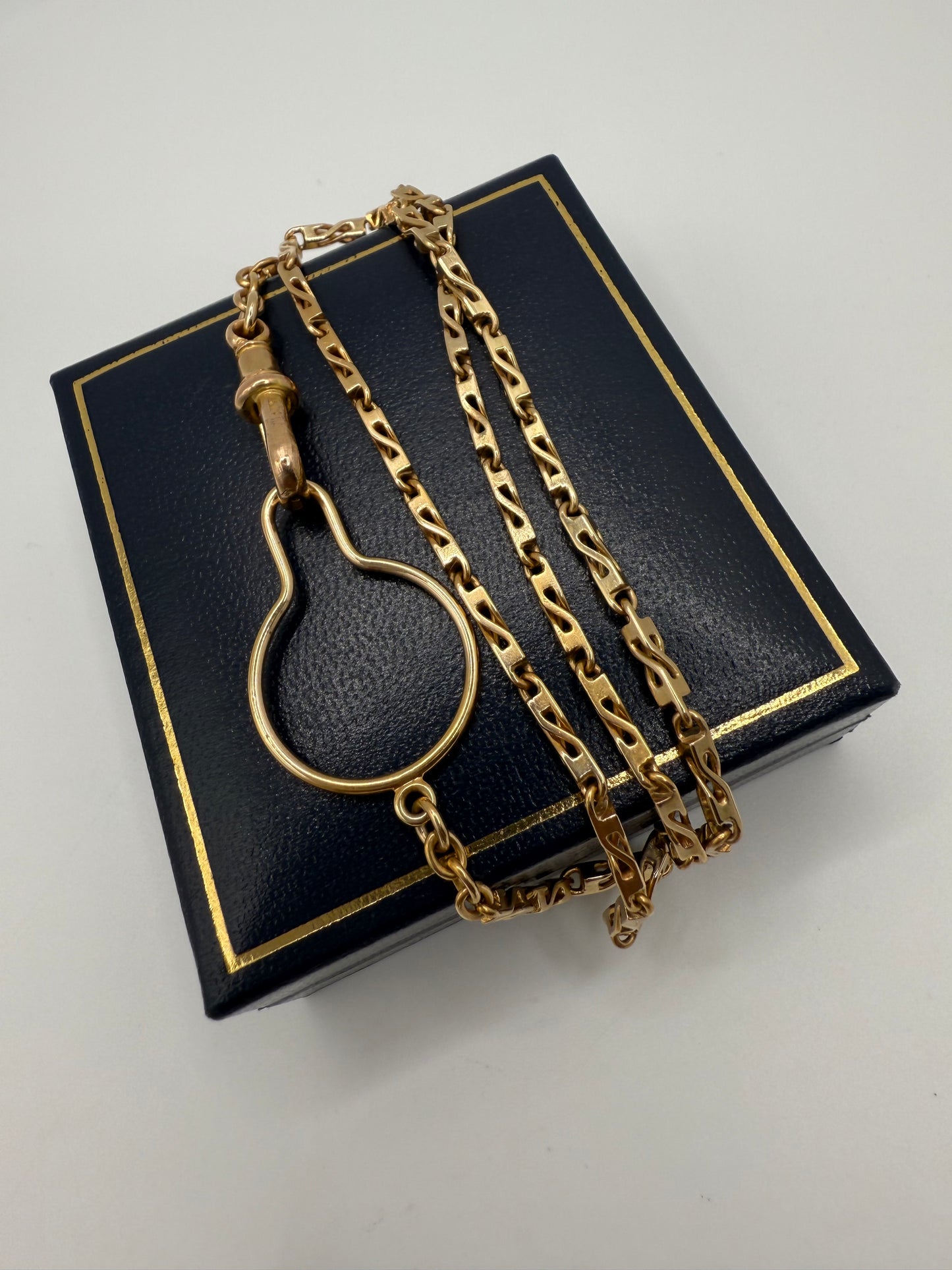 Vintage 9ct Gold Fancy Bar Link Chain 18 Inches