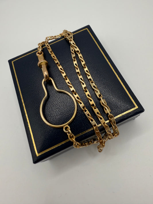 Vintage 9ct Gold Fancy Bar Link Chain 18 Inches