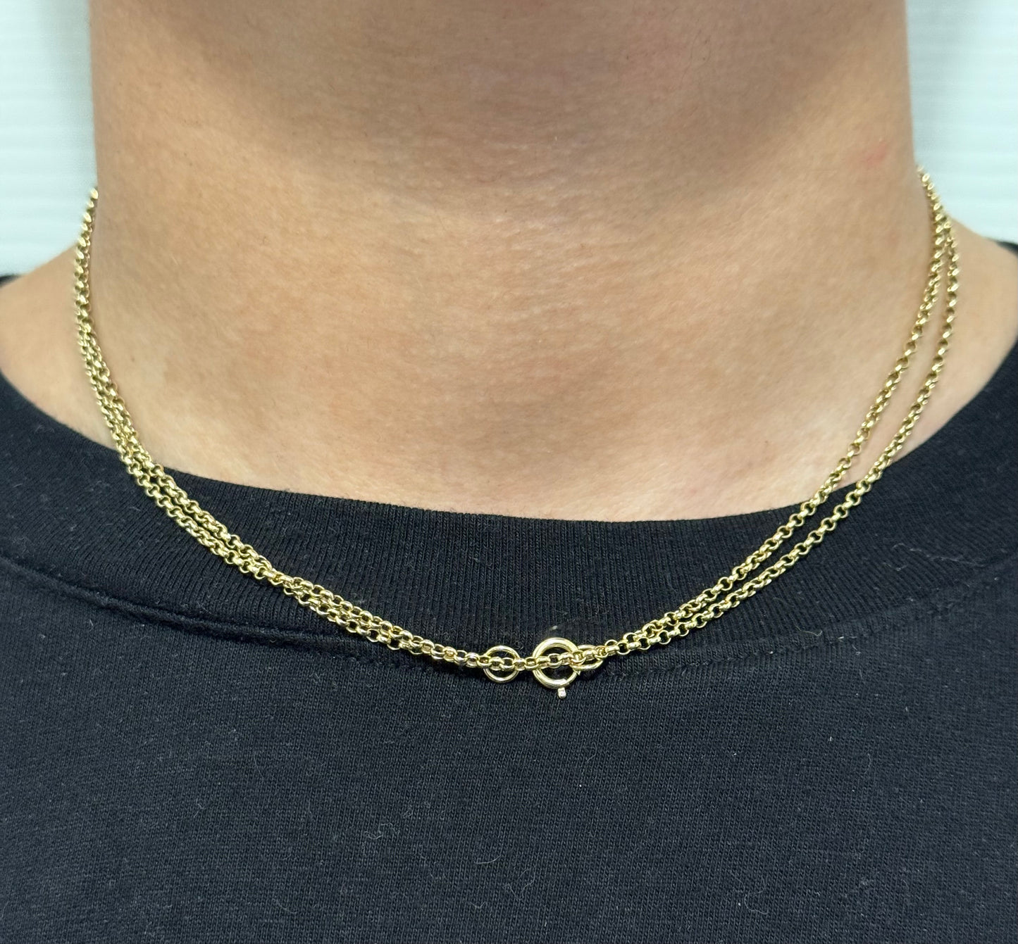 Long Vintage 9ct Yellow Gold Mini Belcher chain 35 Inches