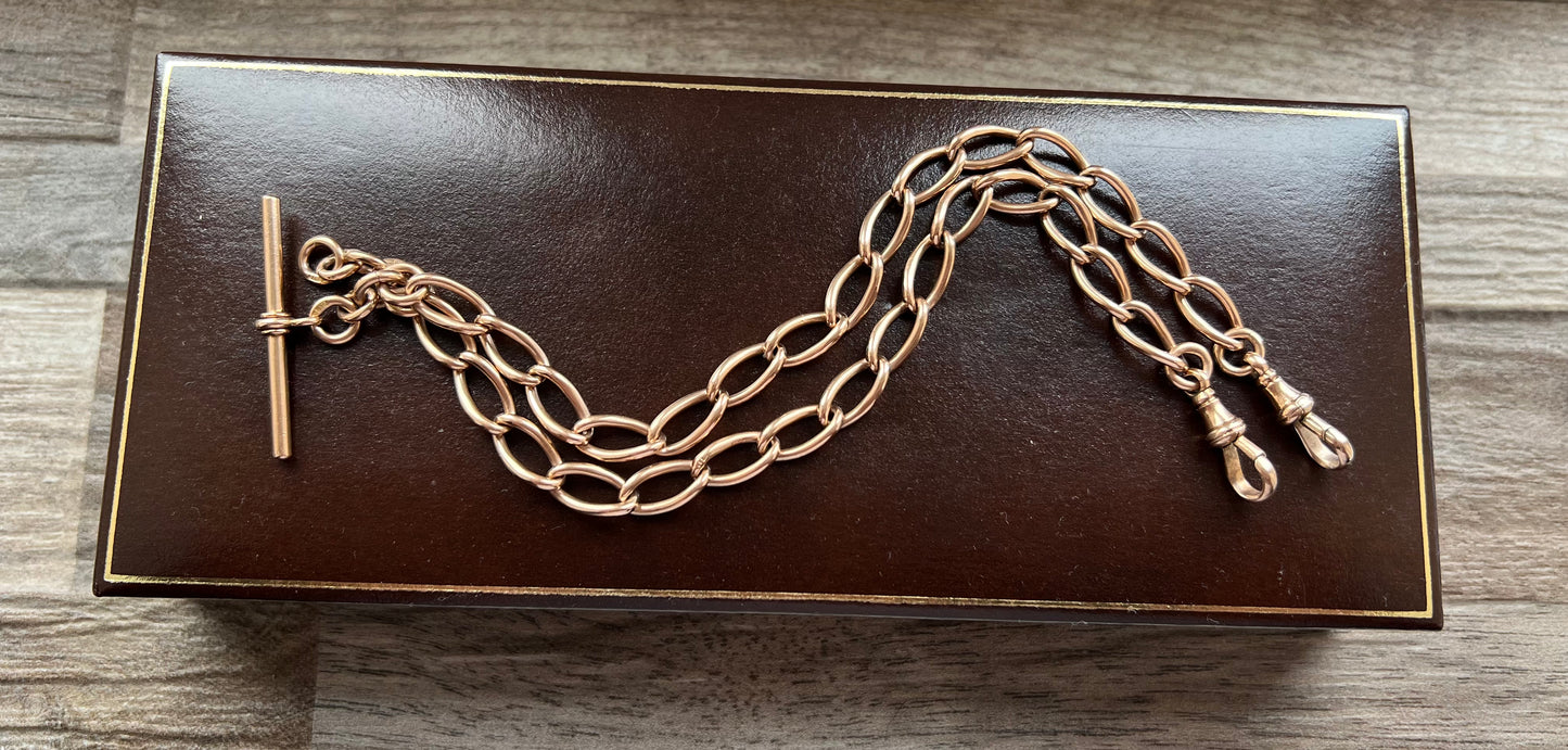 Antique 9ct Gold Open Link Double Albert Chain 15 5/8th Inches