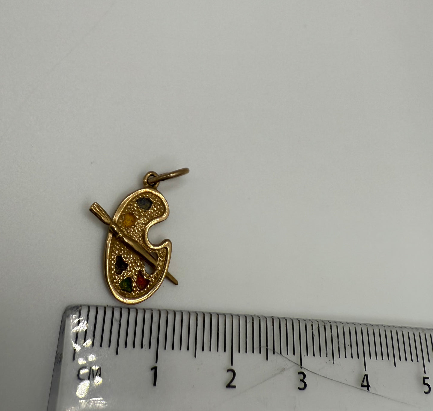 Vintage 9ct Gold Enamelled Paint Palette Charm