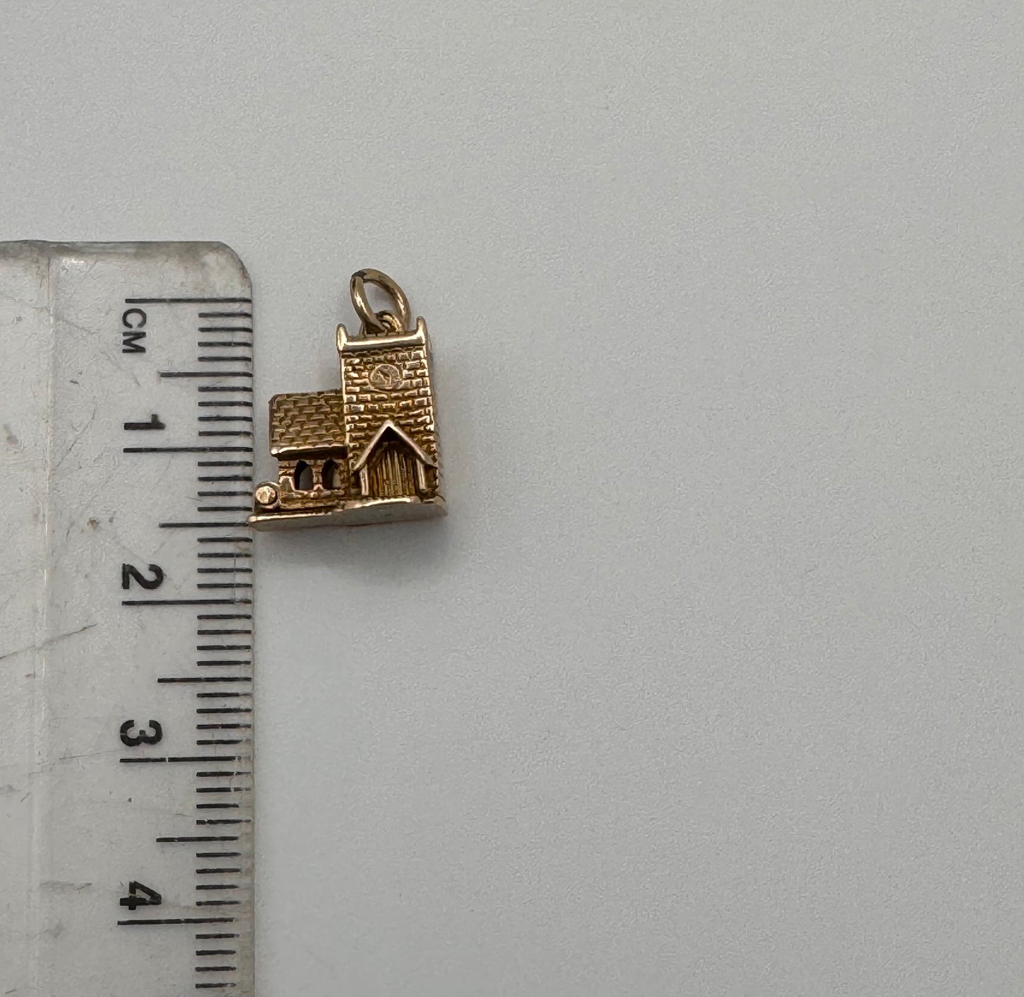 Vintage 9ct Gold Opening Church Charm Enamel Bride/Groom