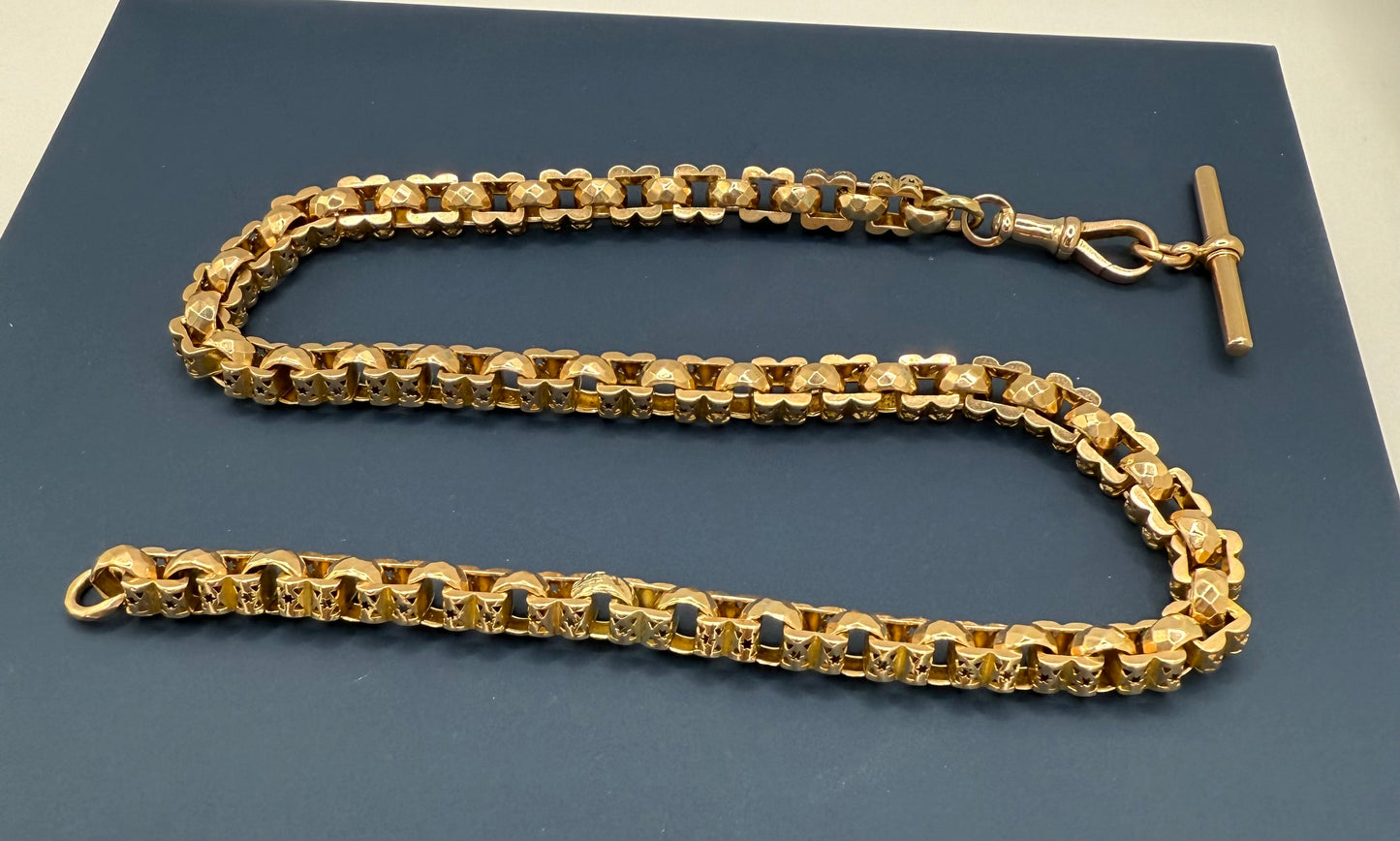 Antique 9ct Gold Fancy Box Link Chain 15.5 Inches