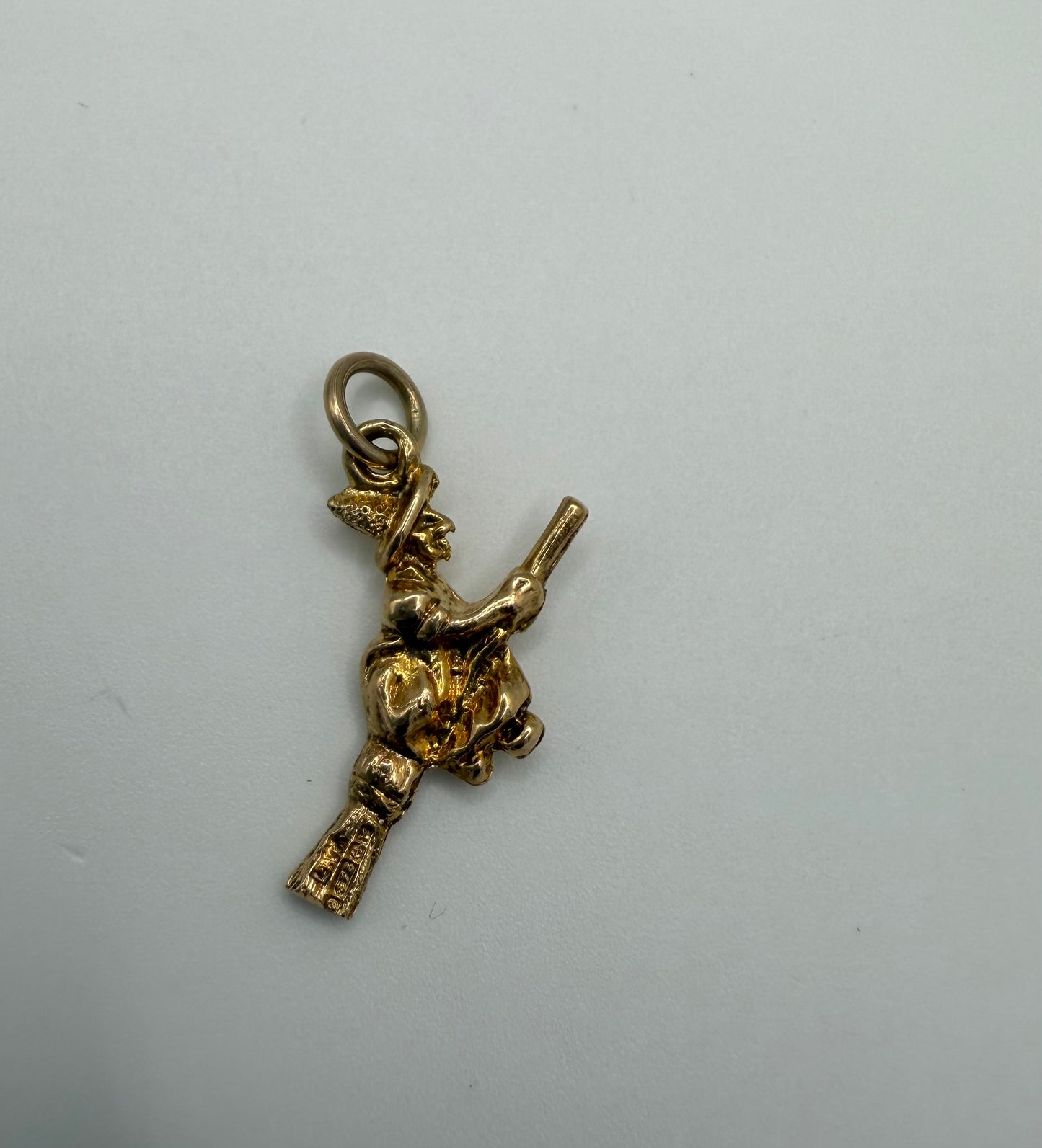 Vintage 9ct Gold Witch on a Broomstick Charm