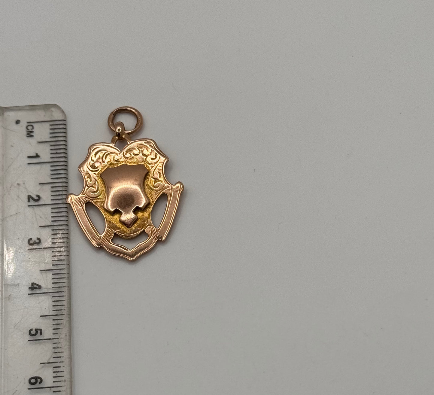 Antique 9ct Gold Double Sided Shield Fob Pendant