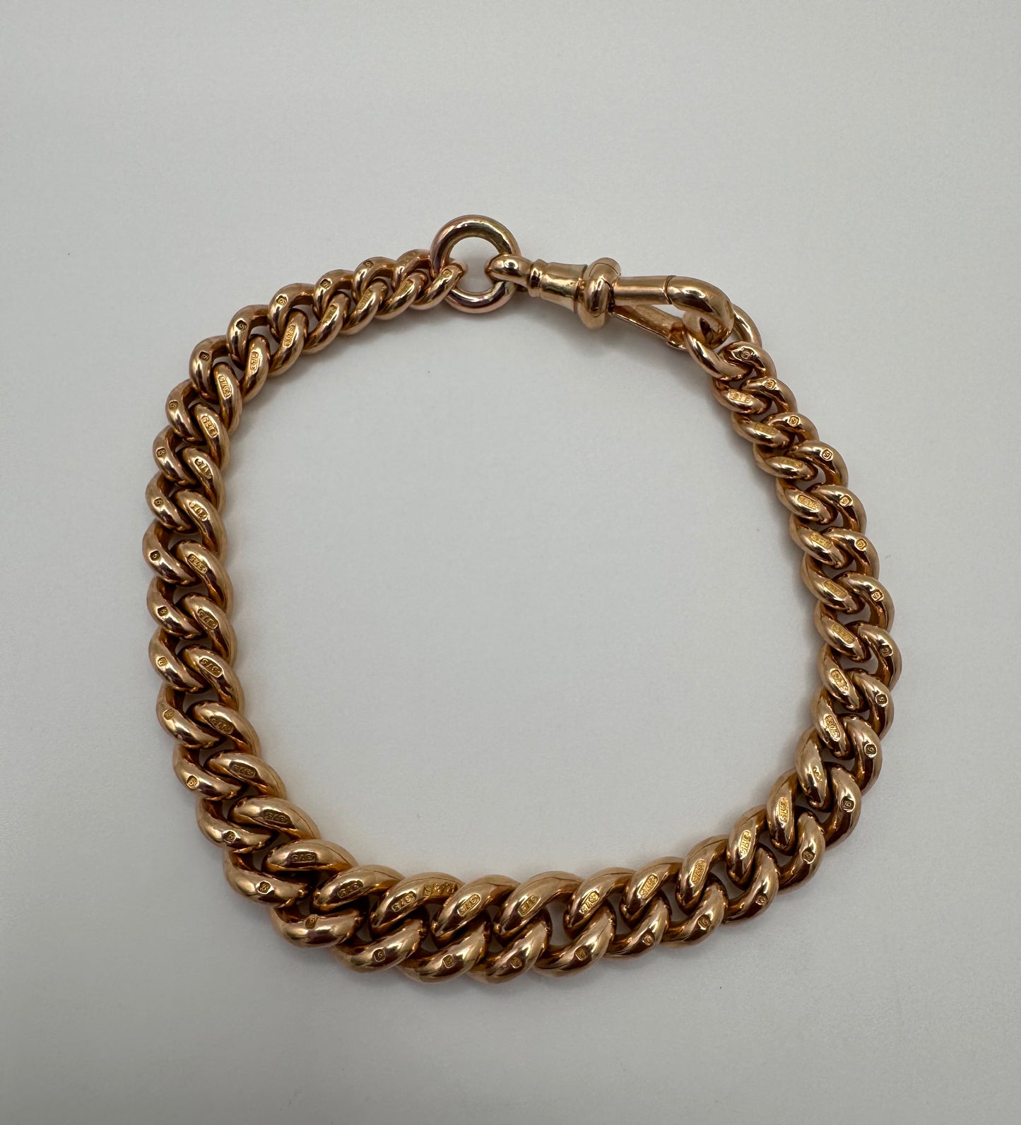 Chunky Antique 9ct Gold Curb Bracelet 8 Inches