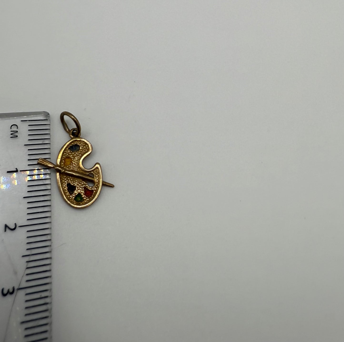 Vintage 9ct Gold Enamelled Paint Palette Charm