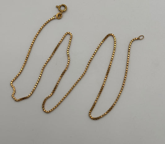 Vintage 18ct Gold Box Chain 16 Inches