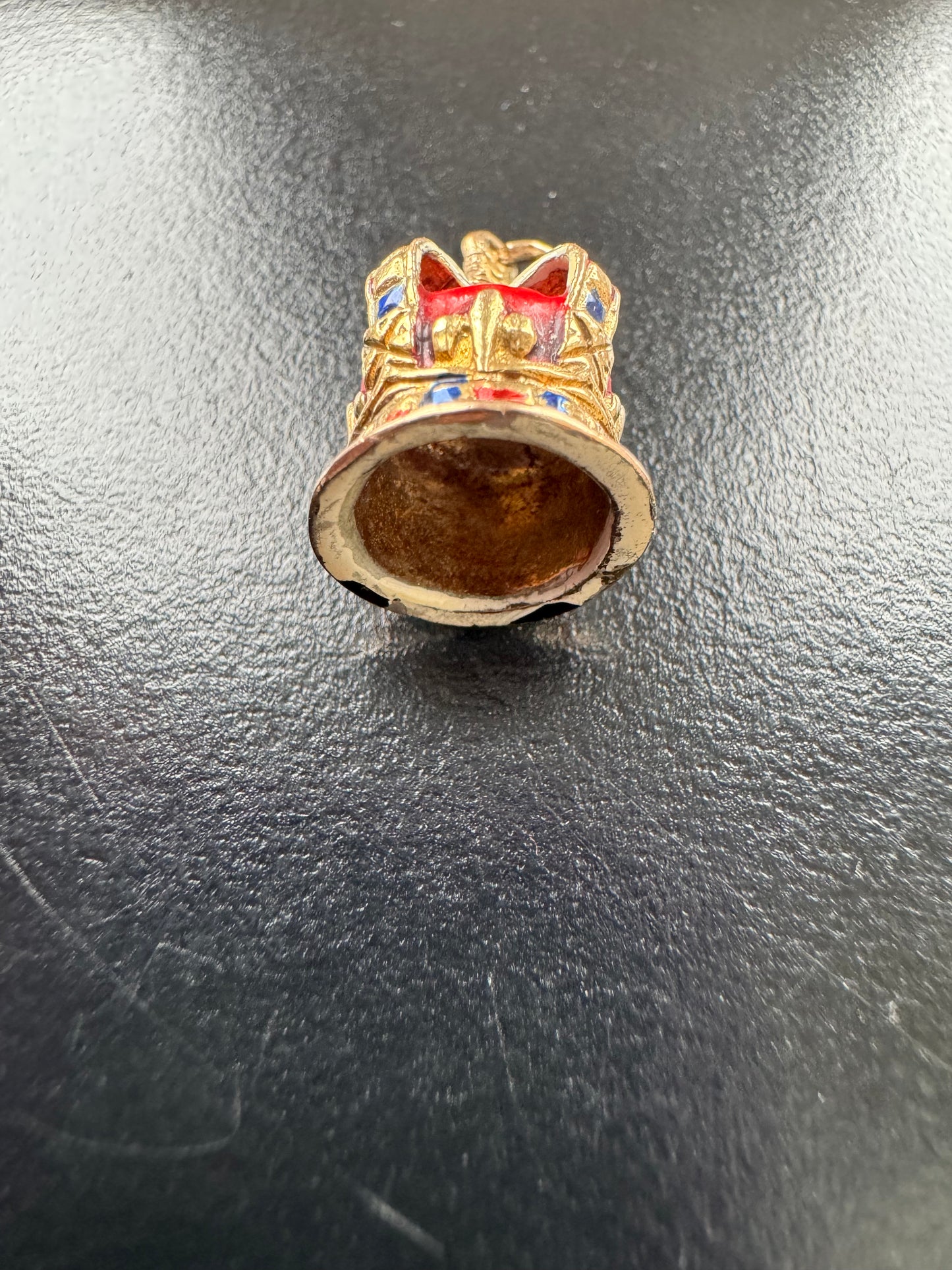 Vintage 9ct Gold Enamel Crown Charm