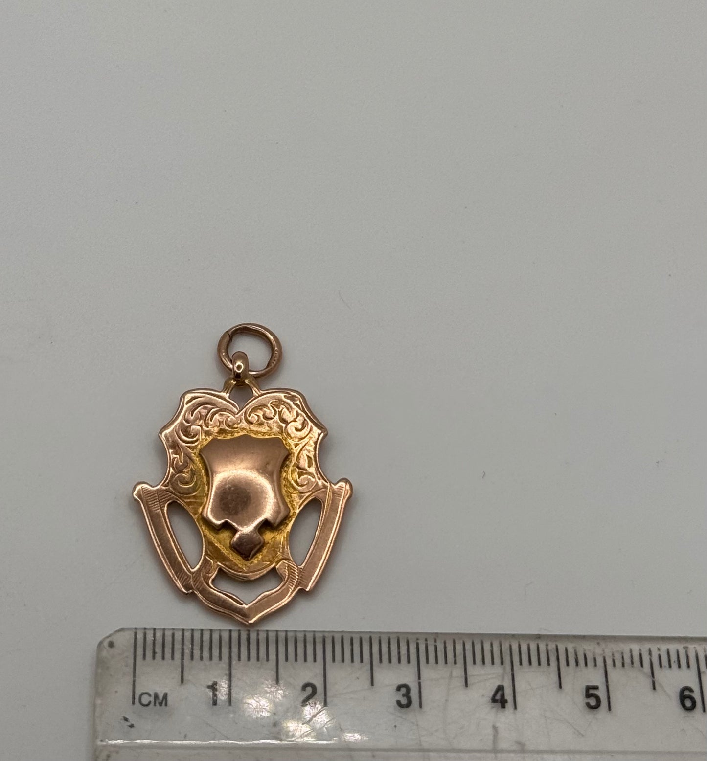 Antique 9ct Gold Double Sided Shield Fob Pendant