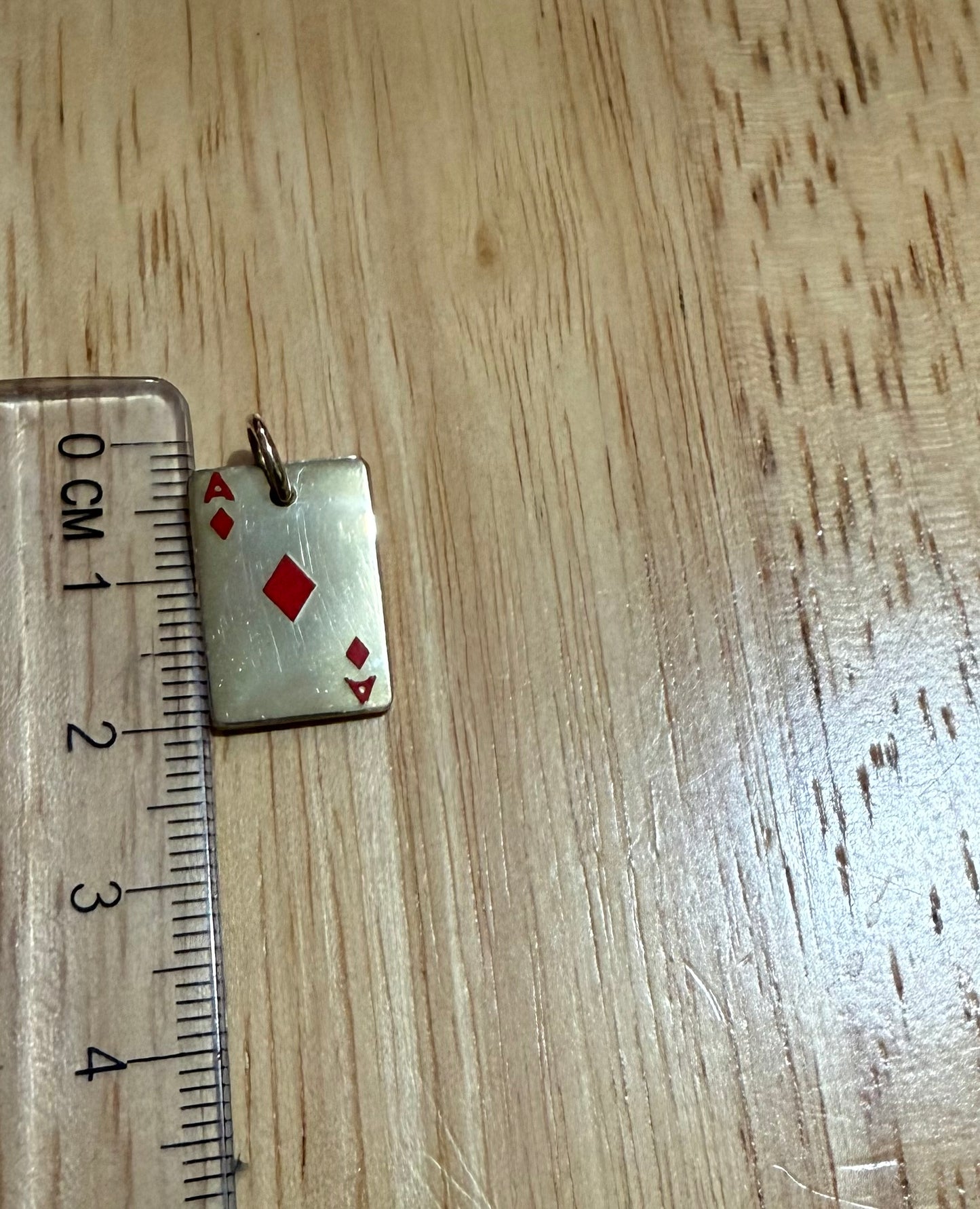 Vintage 9ct Gold Enamelled Ace of Diamonds Playing Card Charm