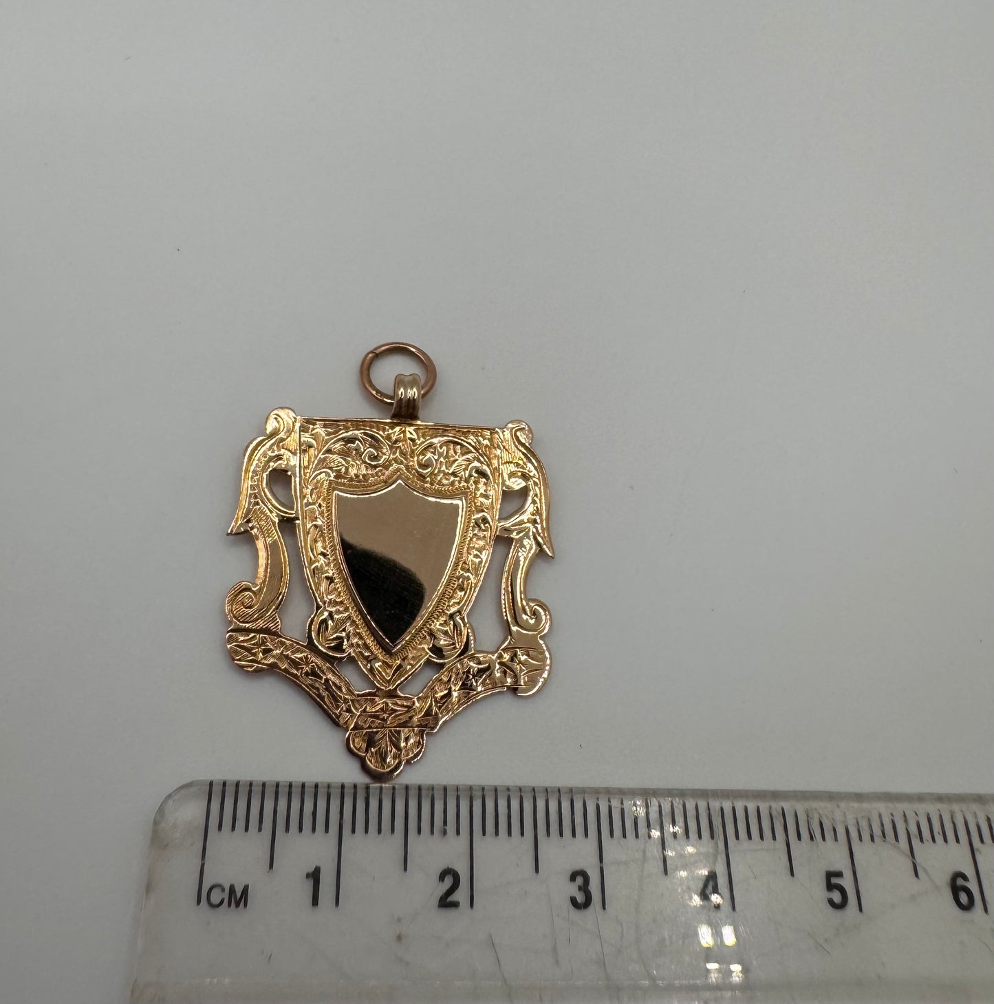 Antique 9ct Gold Shield Fob Pendant