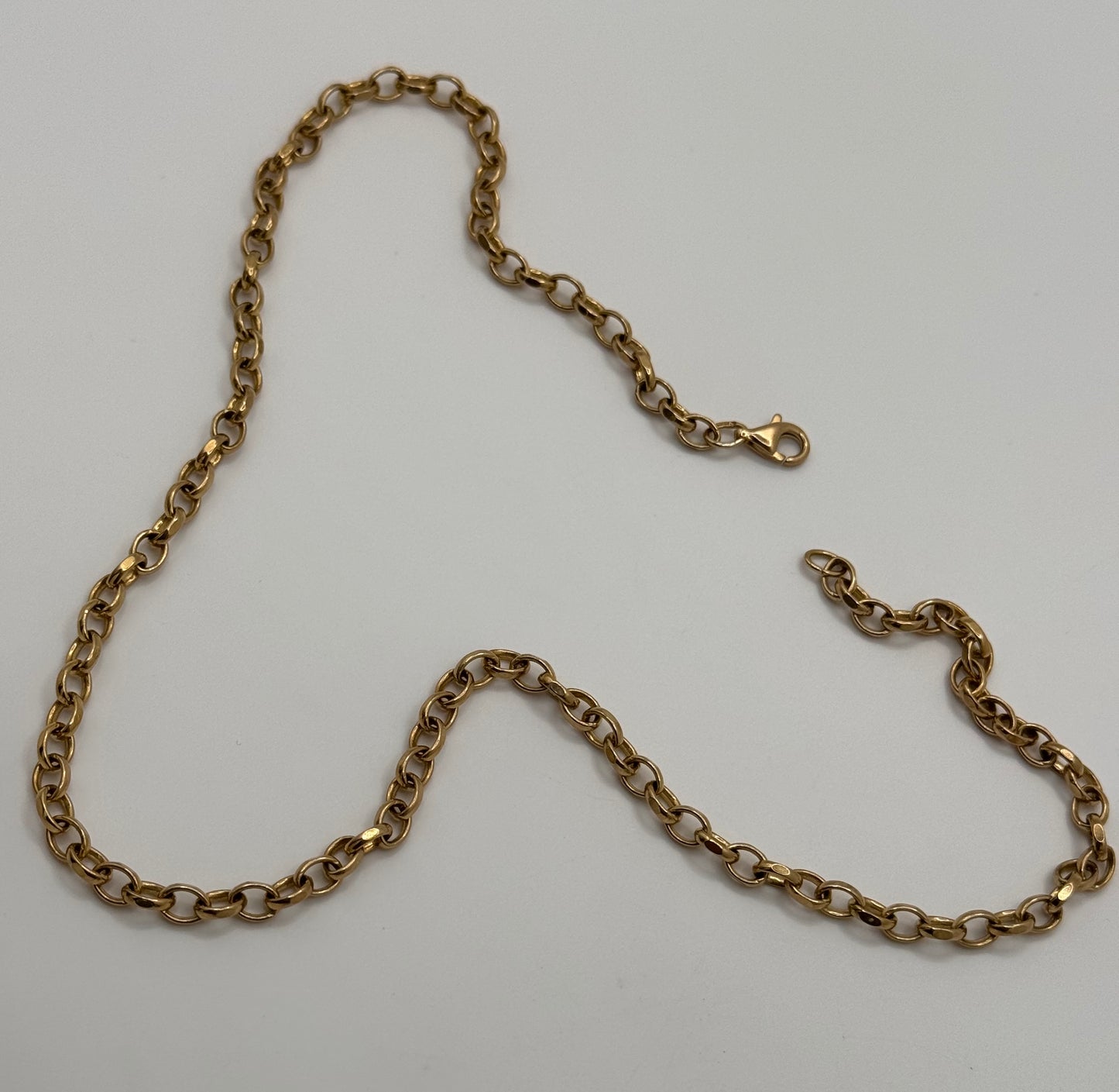 Vintage 9ct Gold Facetted Oval Link Belcher Chain 19.5 Inches