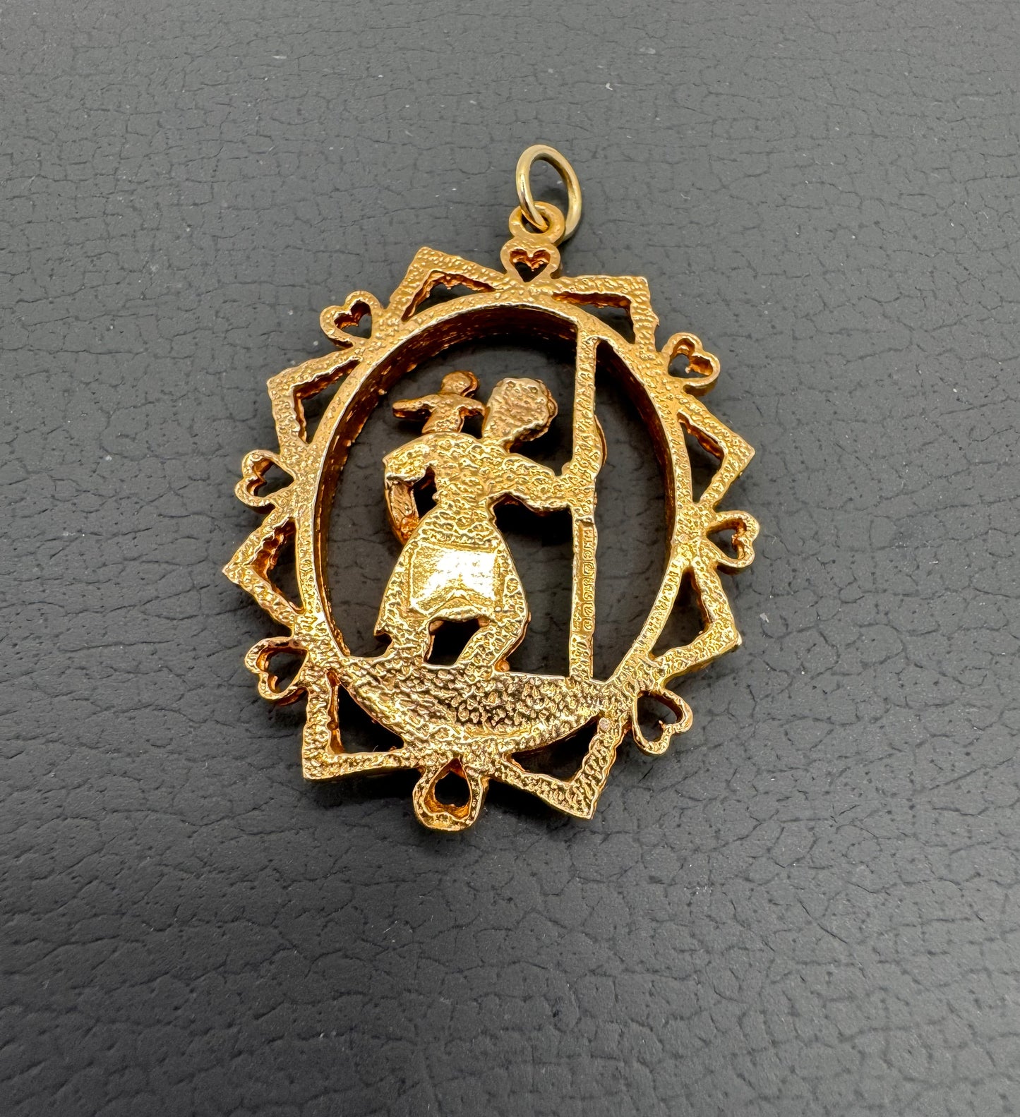 Large 9ct Gold Vintage St Christopher Charm Pendant 1978