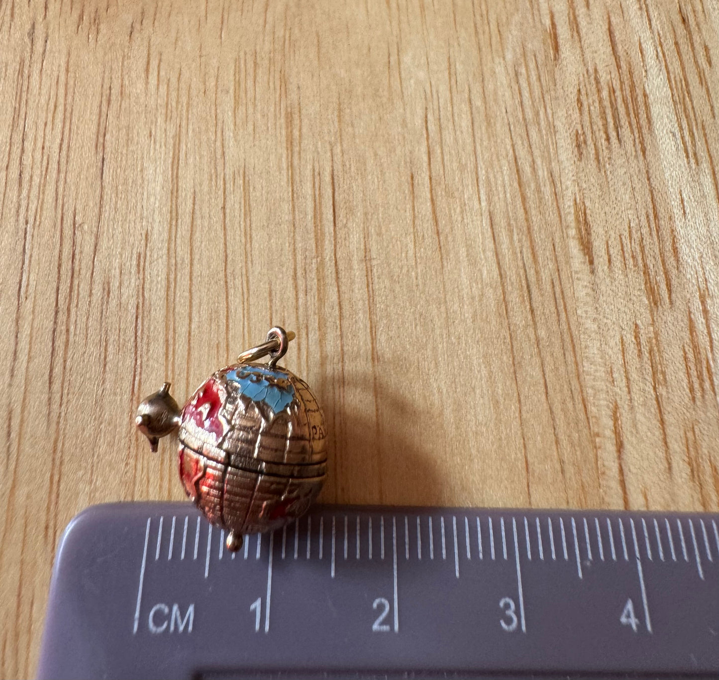 Vintage 9ct Gold Articulated Enamel Globe with Turning Sputnik Satellite Charm