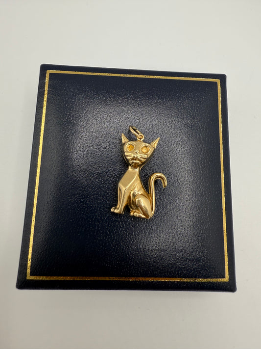 Vintage 9ct Gold Cat Charm