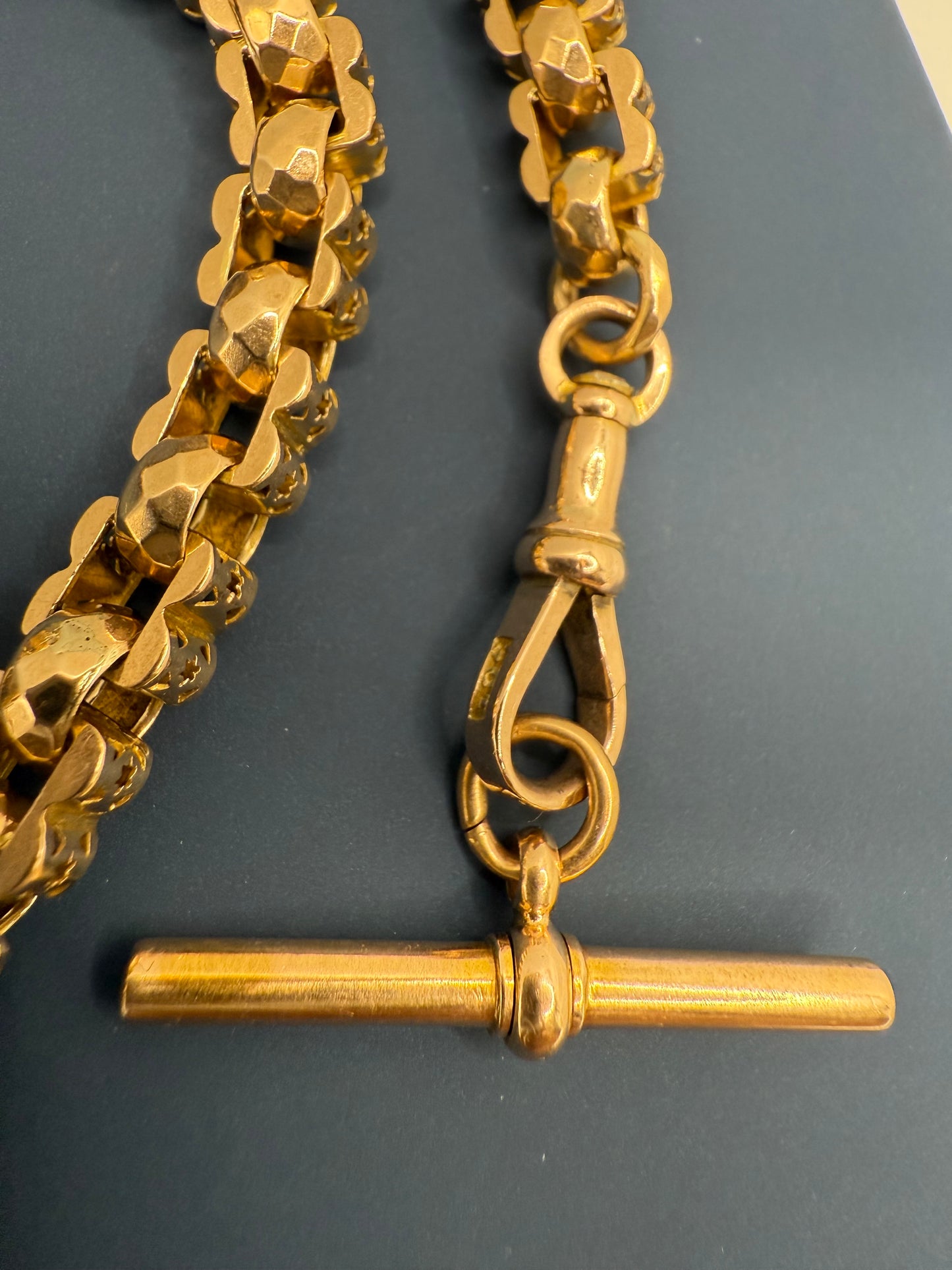 Antique 9ct Gold Fancy Box Link Chain 15.5 Inches