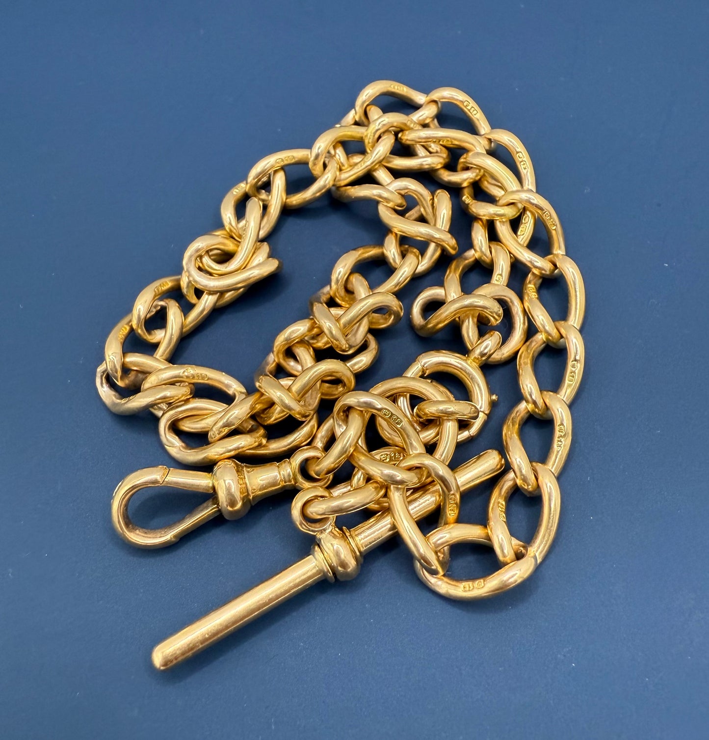 Antique 18ct Gold Open Link Double Albert Chain 16.5 Inches