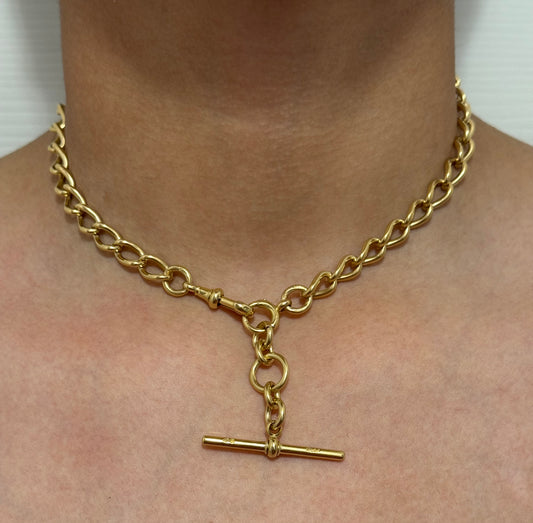 Antique 18ct Gold Open Link Double Albert Chain 16.5 Inches