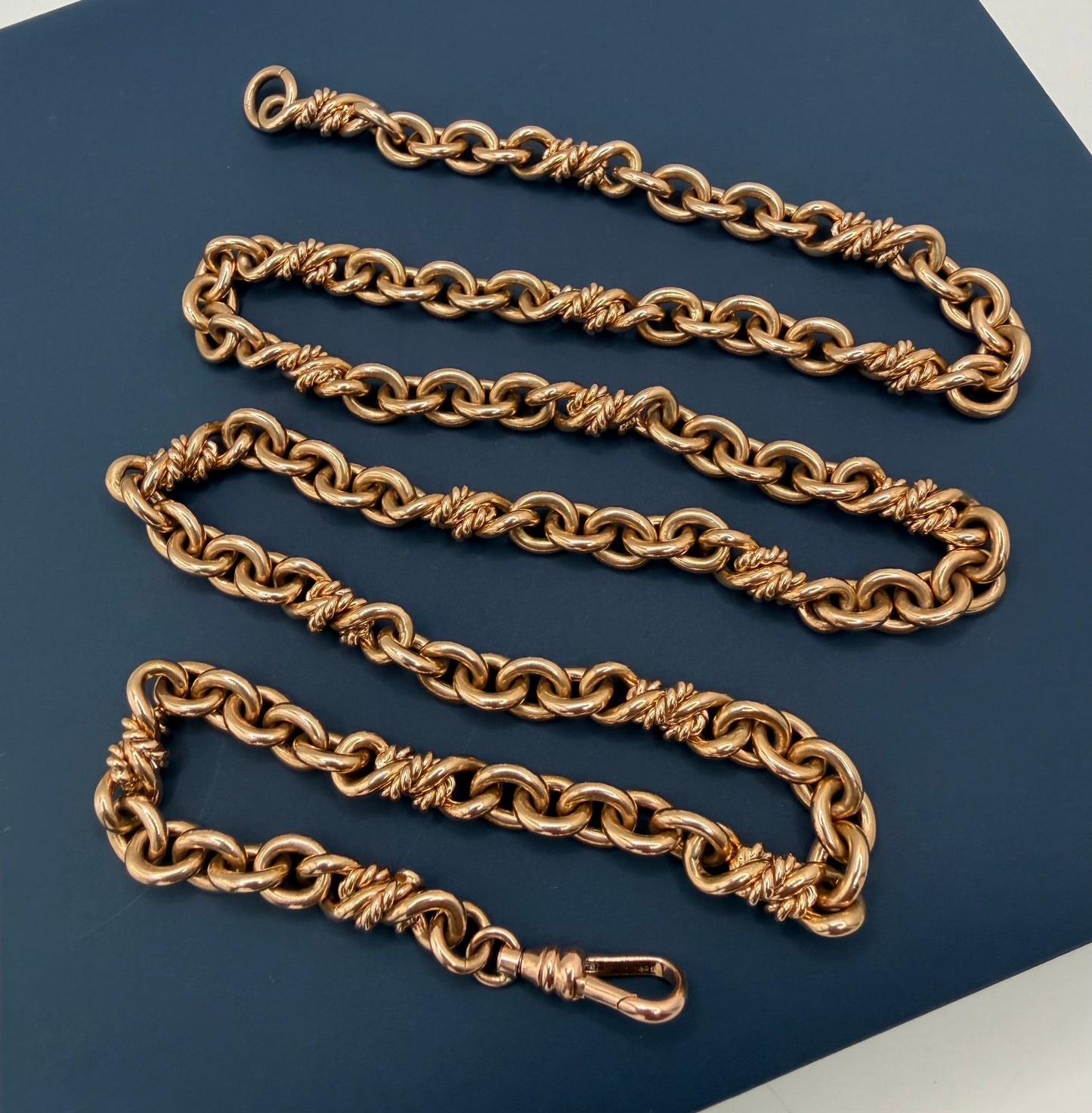 Long Heavy 9ct Rosy Gold Cable Chain