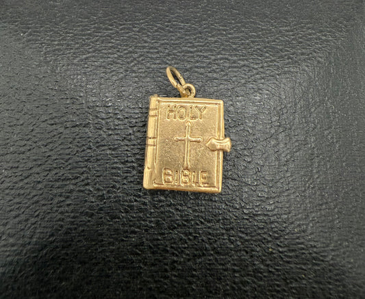 Vintage 9ct Gold Opening Bible Charm