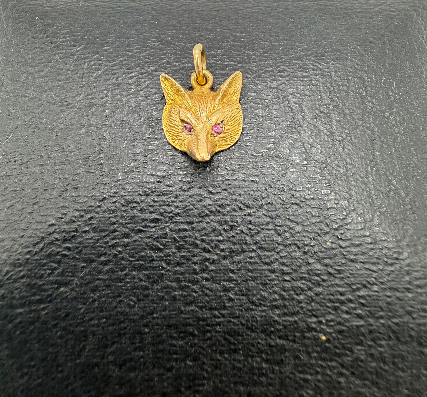 Vintage 9ct Gold Gem Set Fox Head Charm